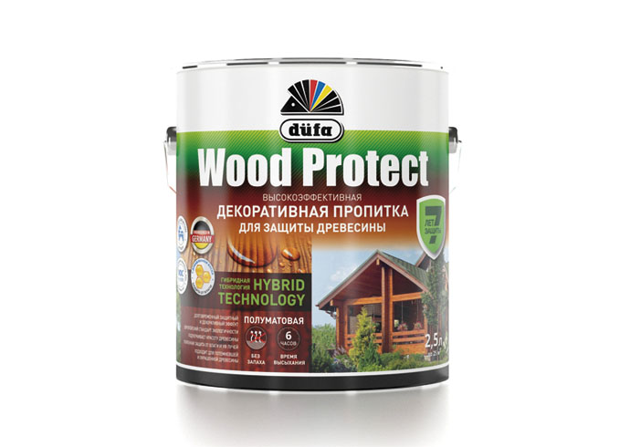 Dufa Пропитка “Wood Protect” для защиты древесины бесцветный 2,5 л 