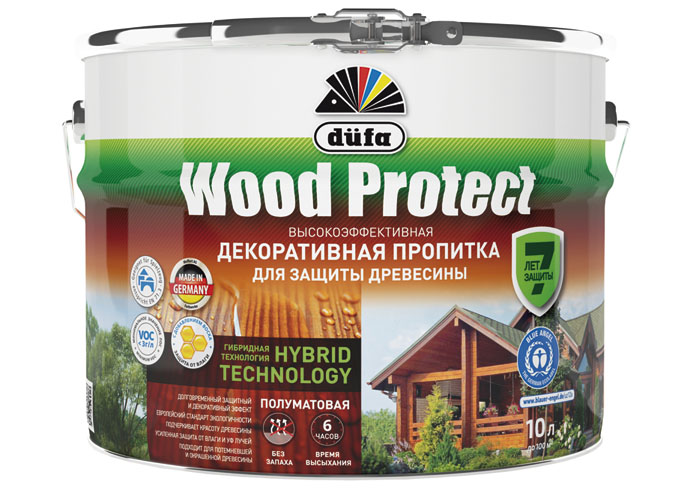 Dufa Пропитка “Wood Protect” для защиты древесины бесцветный 10 л