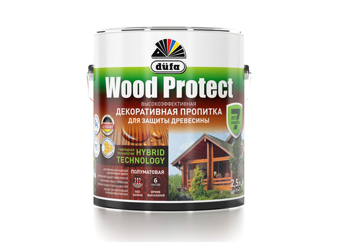 Dufa Пропитка “Wood Protect” для защиты древесины орех 2,5 л 