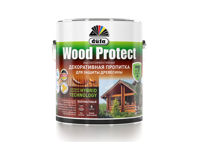 Dufa Пропитка “Wood Protect” для защиты древесины дуб 2,5 л 