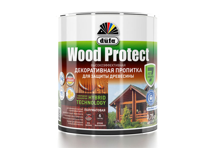 Dufa Пропитка “Wood Protect” для защиты древесины белый 750 мл 