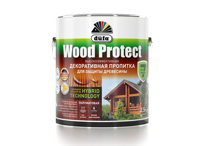Dufa Пропитка “Wood Protect” для защиты древесины белый 2,5 л 