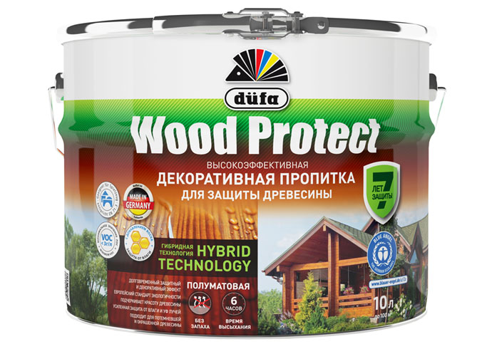 Dufa Пропитка “Wood Protect” для защиты древесины белый 10 л, шт