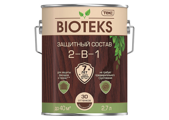 Защитный состав 2-в-1 BIOTEKS орех 2.7л